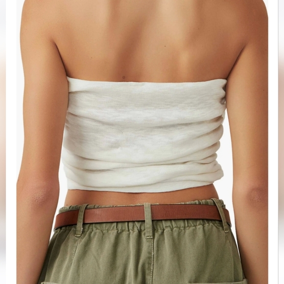 Free People Boulevard Cropped Tube Top in White Size L - Picture 3 of 8